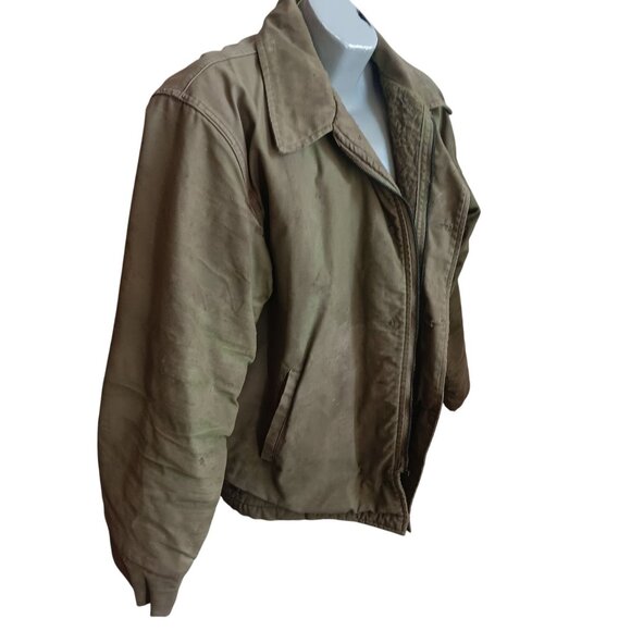 Large Vintage Men's Deck Jacket 60s 70s Vietnam A2 Navy Stenciled Distress - Picture 3 of 16